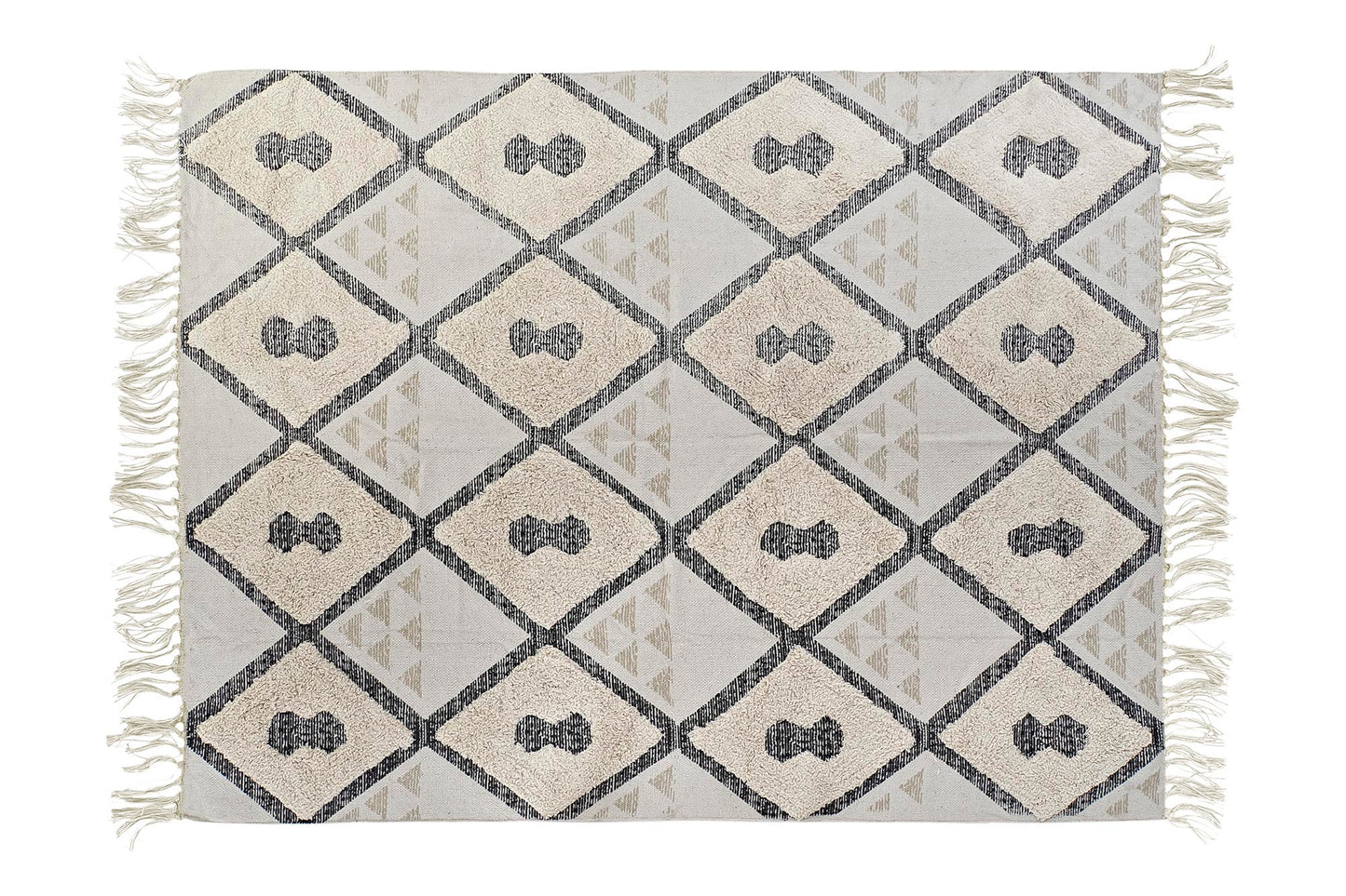 Alfombra algodon 160*230*1cm 1500gsm rombos beige