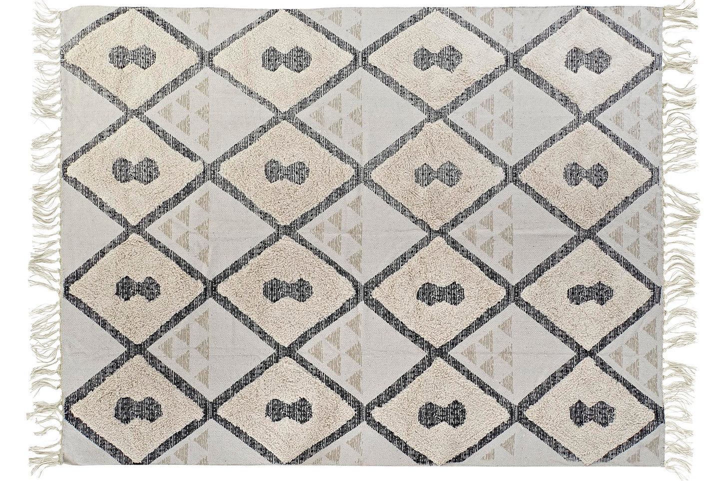 Alfombra algodon 200*290*1cm 1500gsm rombos beige