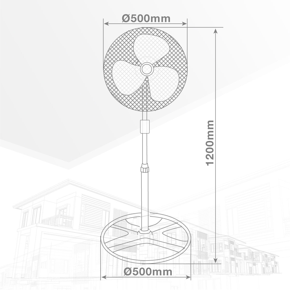 VENTOLA CON LAMA METALLICA DA 45CM POTENZA 70CM