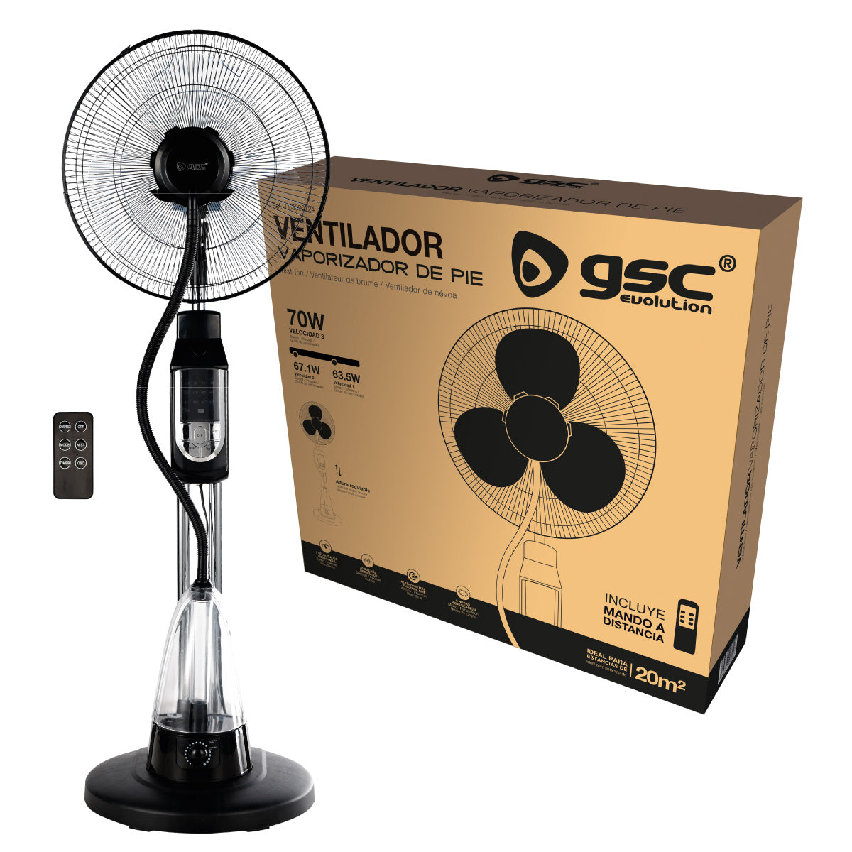 Ventilador vaporizador de pie Hukam Ø45cm 70W