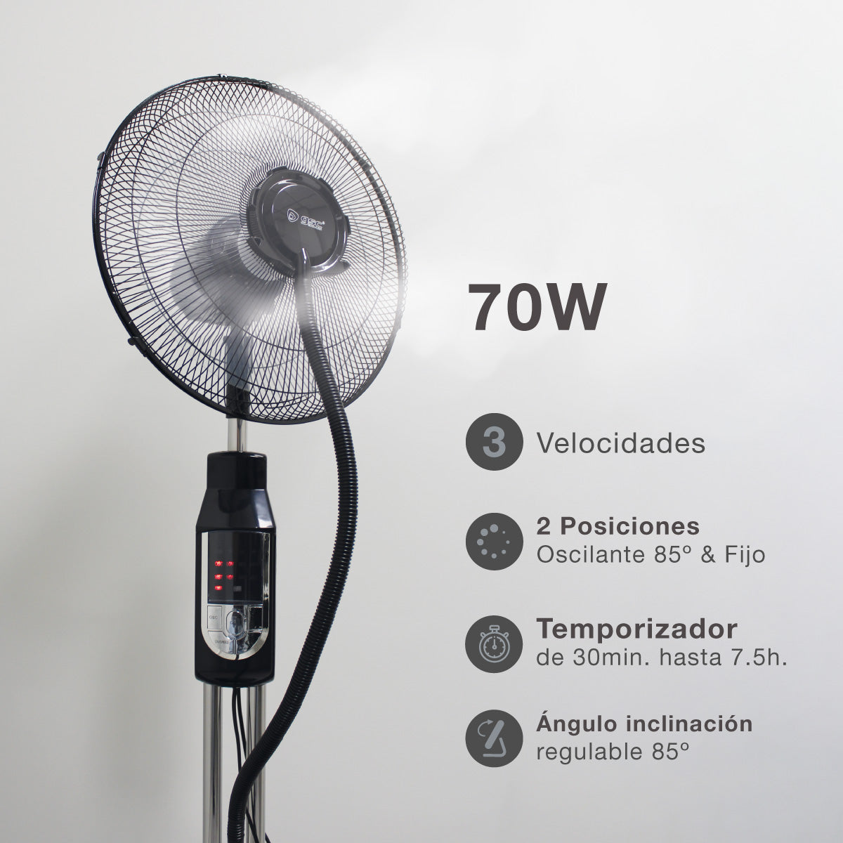 Ventilador vaporizador de pie Hukam Ø45cm 70W