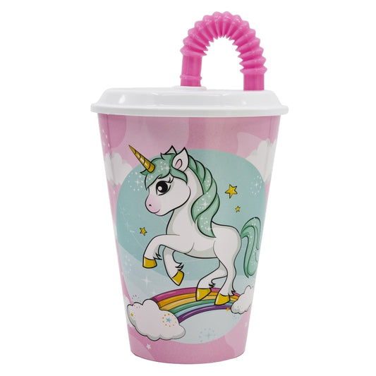 Vaso c/pajita easy sport 430ml Unicornio