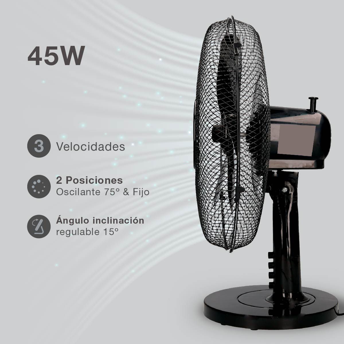 Ventilador sobremesa Ø41cm 45w negro