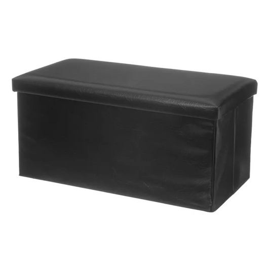 POUF PIEGHEVOLE IN PELLE NERA 76 X 38 X 38 CM