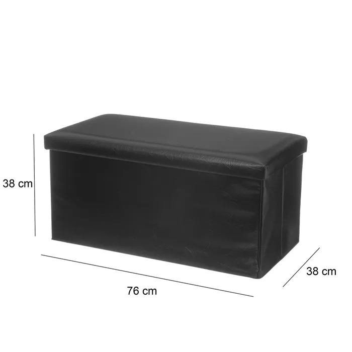 Puf arcon plegable negro polipiel 76*38*38cm